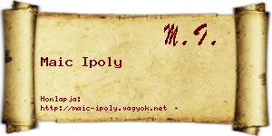 Maic Ipoly névjegykártya